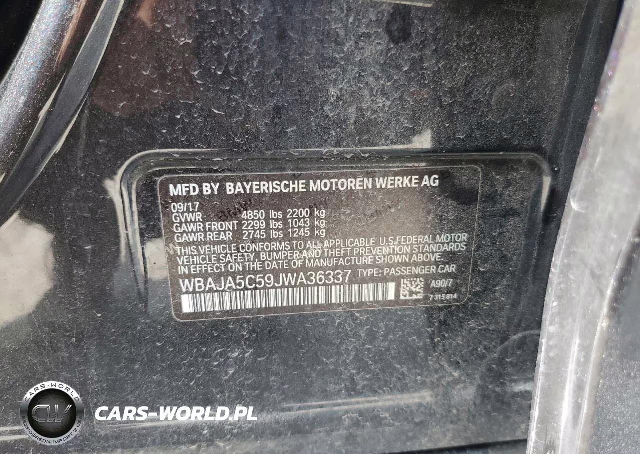 2018 BMW 530 I VIN:WBAJA5C59JWA36337 - 12