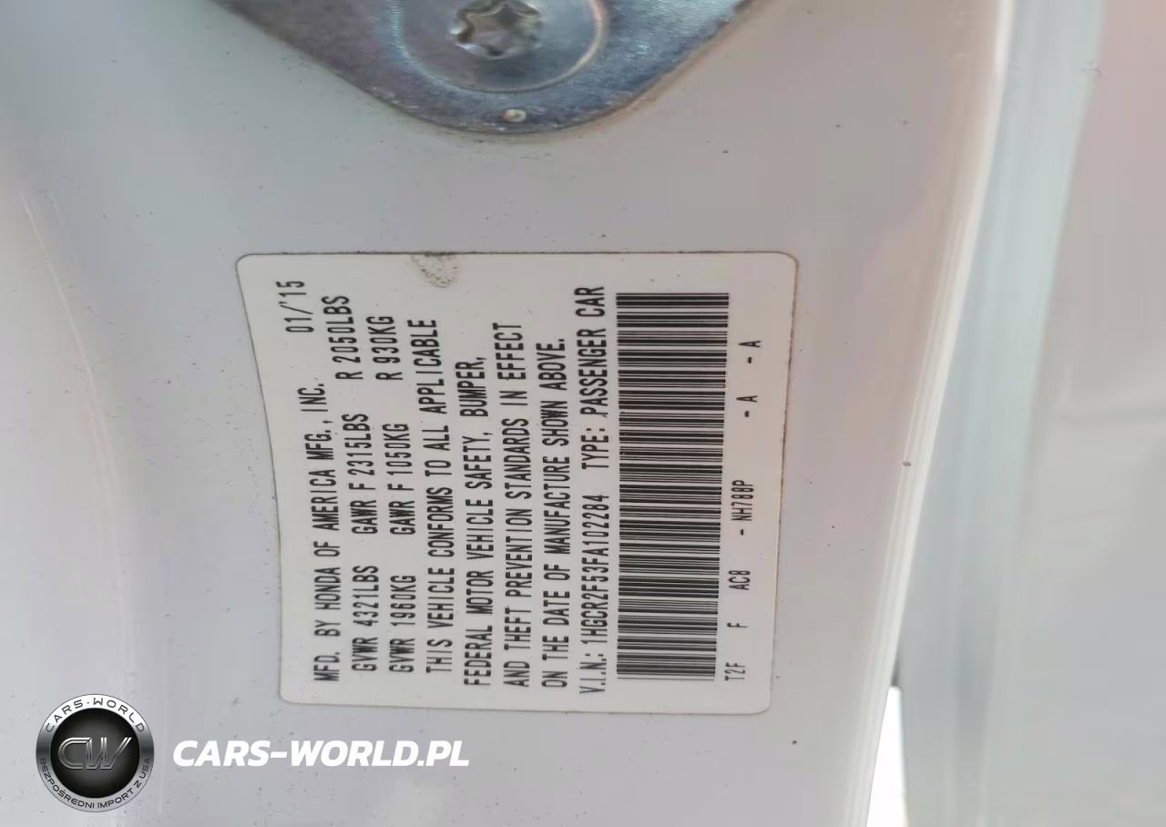 2015 Honda Accord Sport VIN:1HGCR2F53FA102284 - 12
