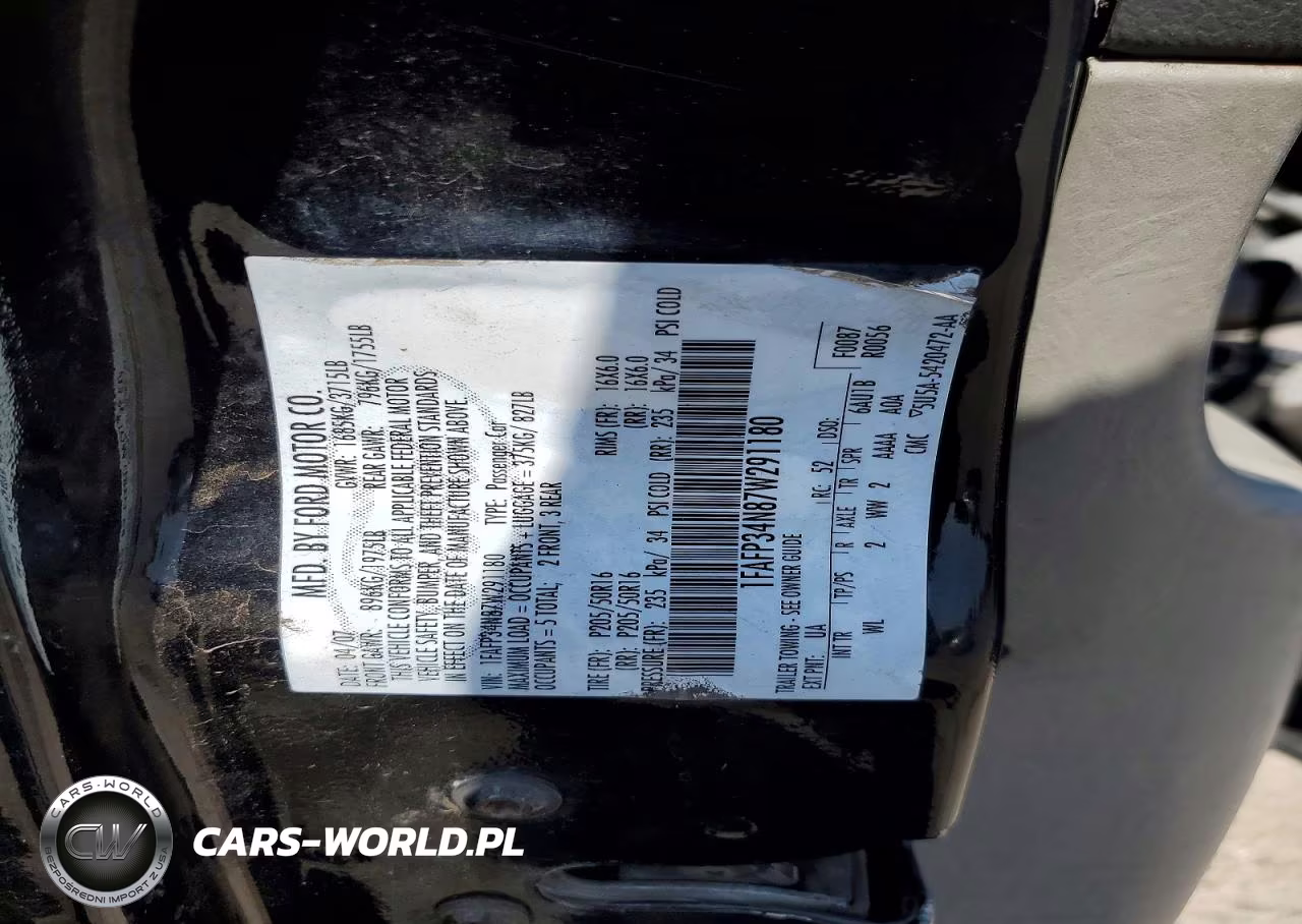 2007 Ford Focus Zx4 VIN:1FAFP34N87W291180 - 12