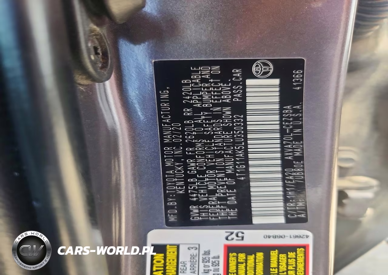 2020 Toyota Camry Se VIN:4T1G11AK5LU350332 - 12