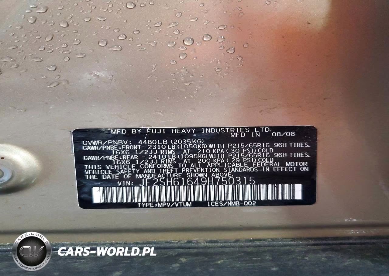 2009 Subaru Forester 2.5X VIN:JF2SH61649H750315 - 13