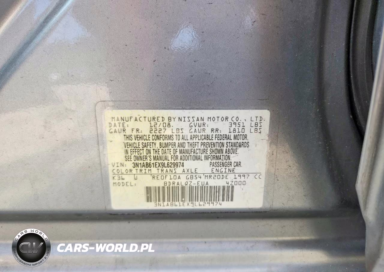 2009 Nissan Sentra 2.0 VIN:3N1AB61EX9L629974 - 12