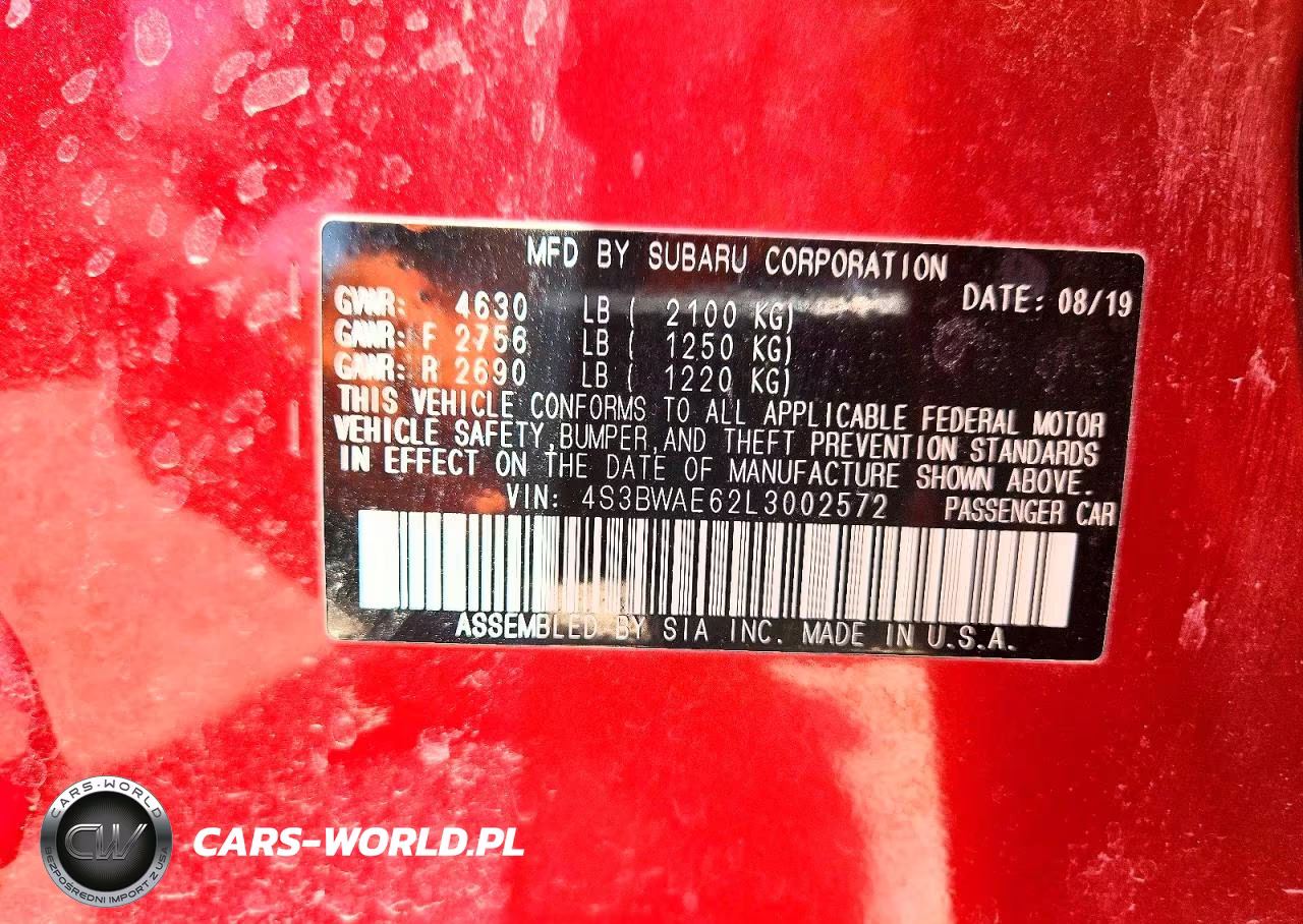 2020 Subaru Legacy Premium VIN:4S3BWAE62L3002572 - 13