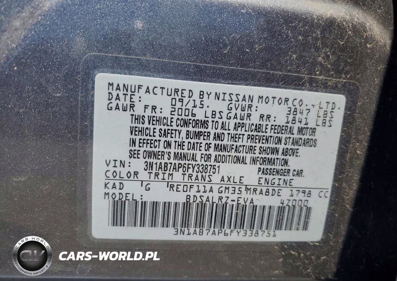 2015 Nissan Sentra Sr VIN:3N1AB7AP6FY338751 - 12