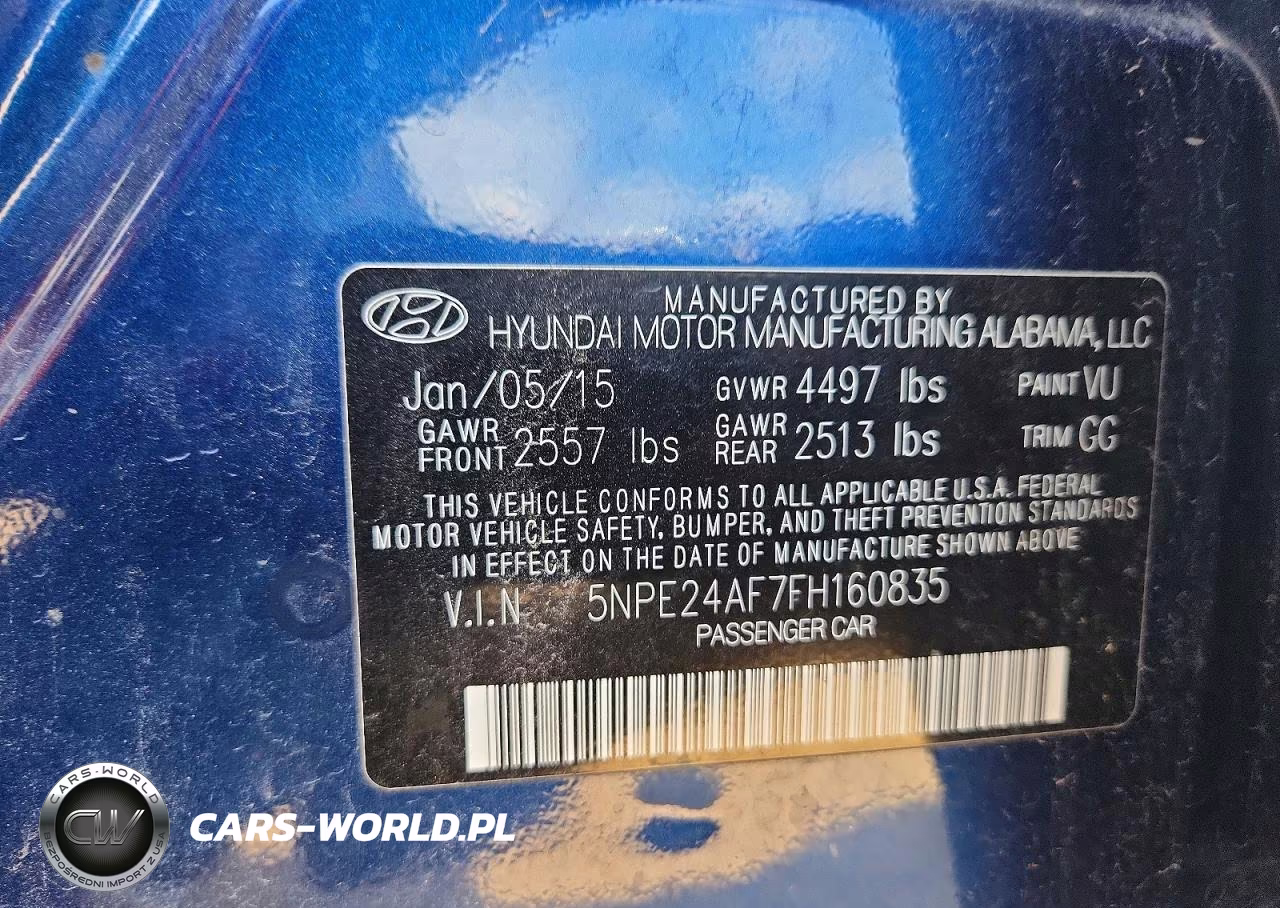 2015 Hyundai Sonata Se VIN:5NPE24AF7FH160835 - 13