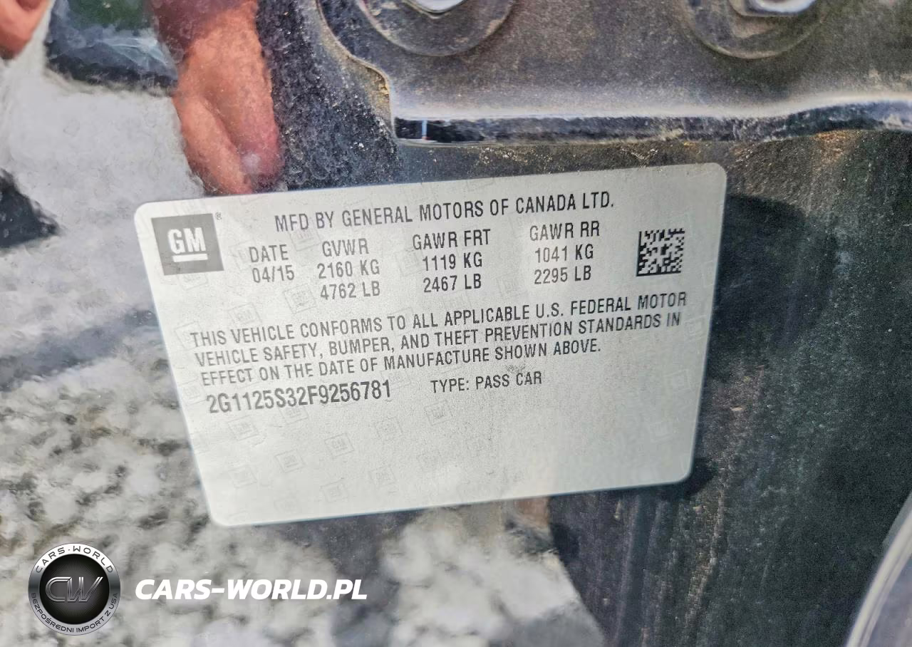 2015 Chevrolet Impala Lt VIN:2G1125S32F9256781 - 12