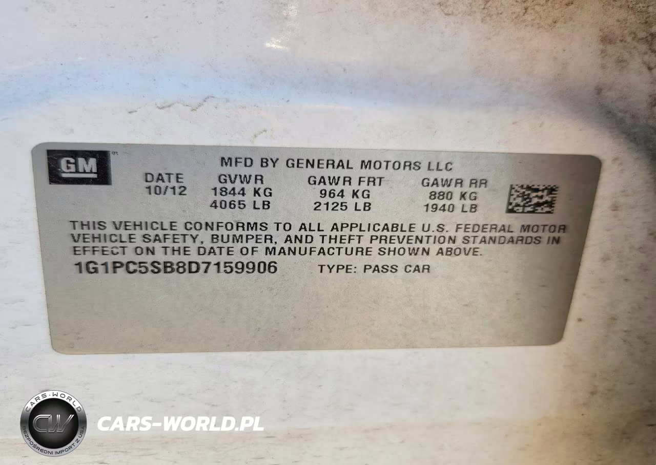 2013 Chevrolet Cruze Lt VIN:1G1PC5SB8D7159906 - 12