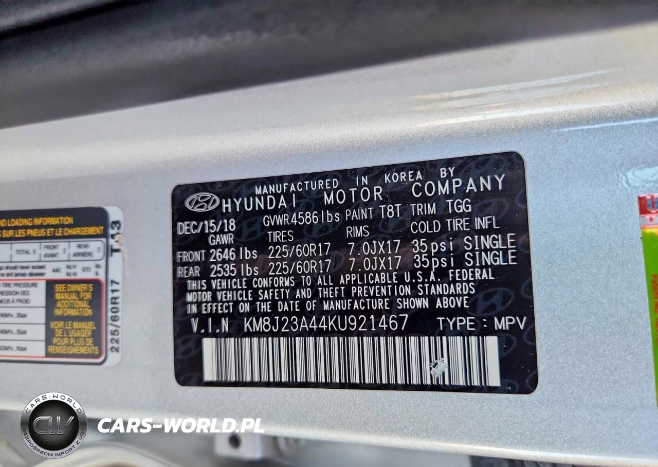 2019 Hyundai Tucson Se VIN:KM8J23A44KU921467 - 13