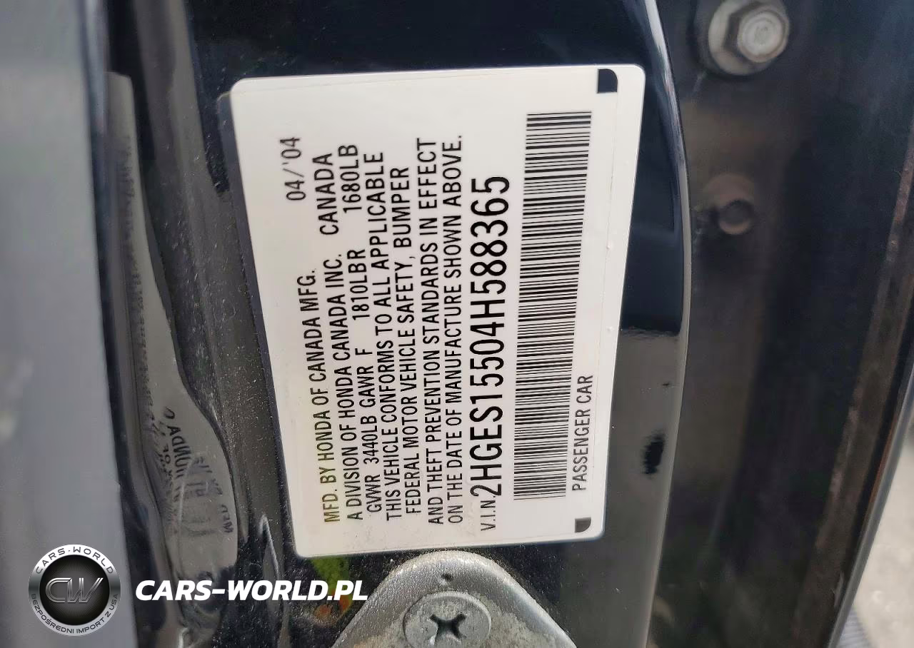 2004 Hond Civic VIN:2HGES15504H588365 - 12