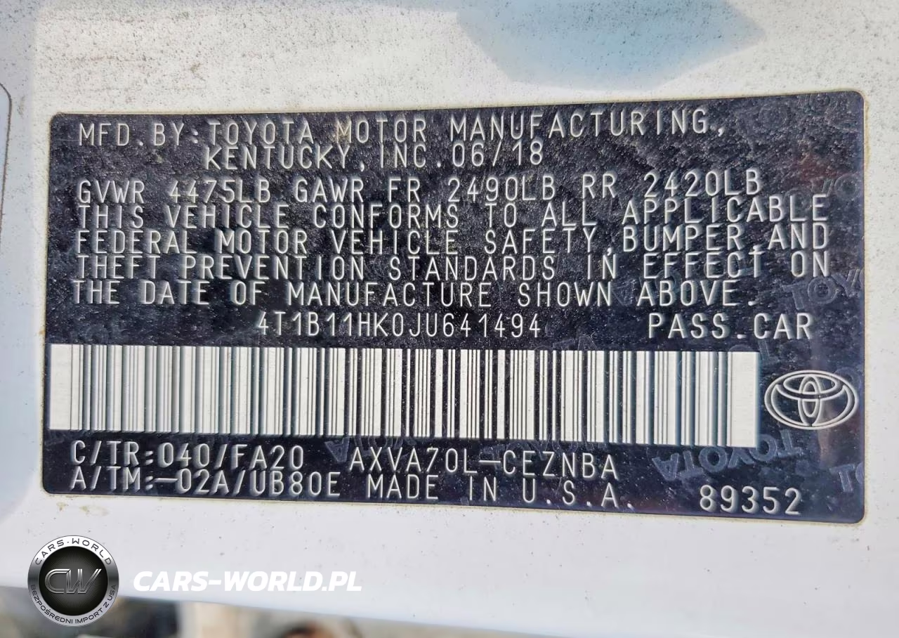 2018 Toyota Camry Le VIN:4T1B11HK0JU641494 - 12