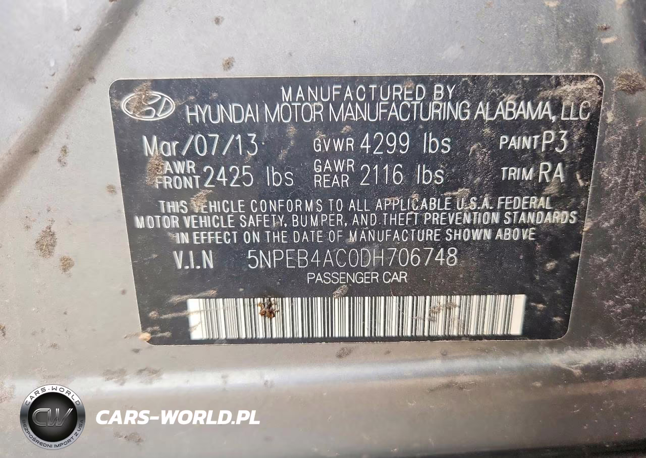 2013 Hyundai Sonata Gls VIN:5NPEB4AC0DH706748 - 12