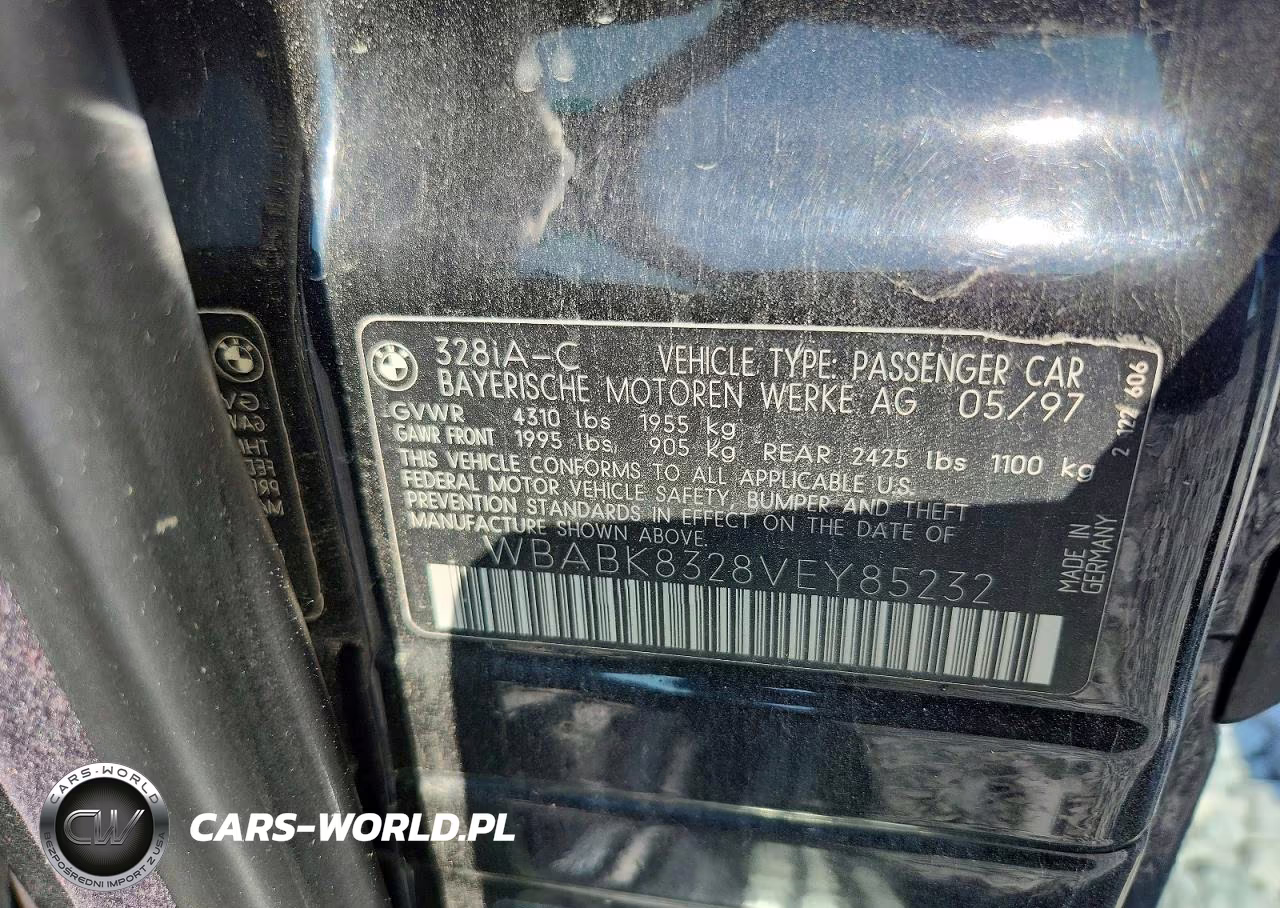 1997 BMW 328 Ic Automatic VIN:WBABK8328VEY85232 - 12