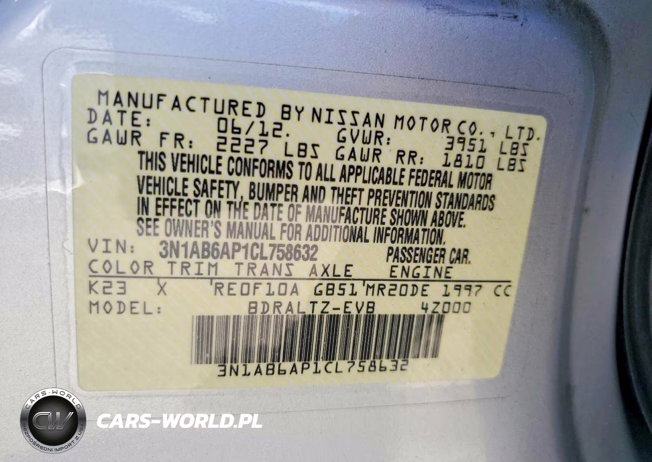 2012 Nissan Sentra 2.0 VIN:3N1AB6AP1CL758632 - 12