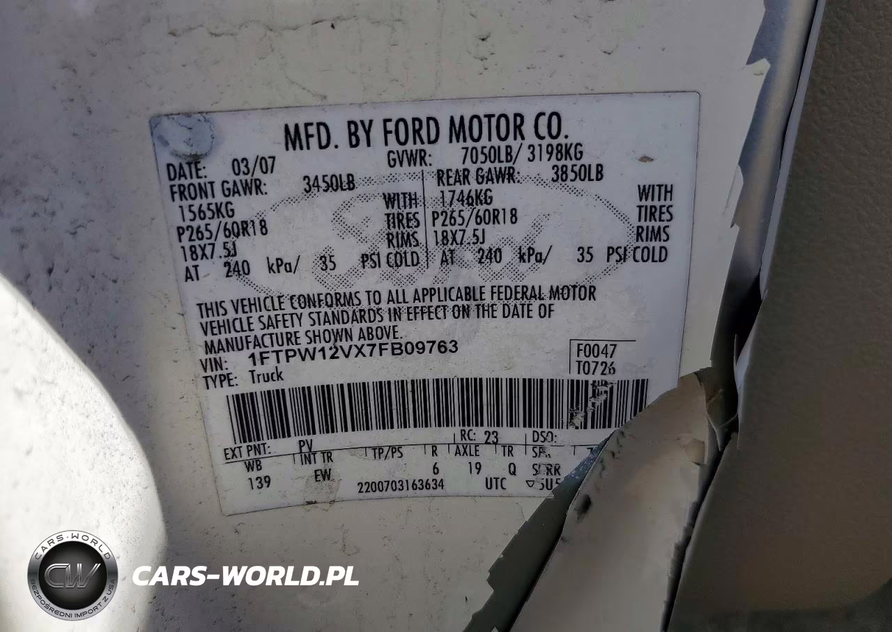2007 Ford F150 Supercrew VIN:1FTPW12VX7FB09763 - 12