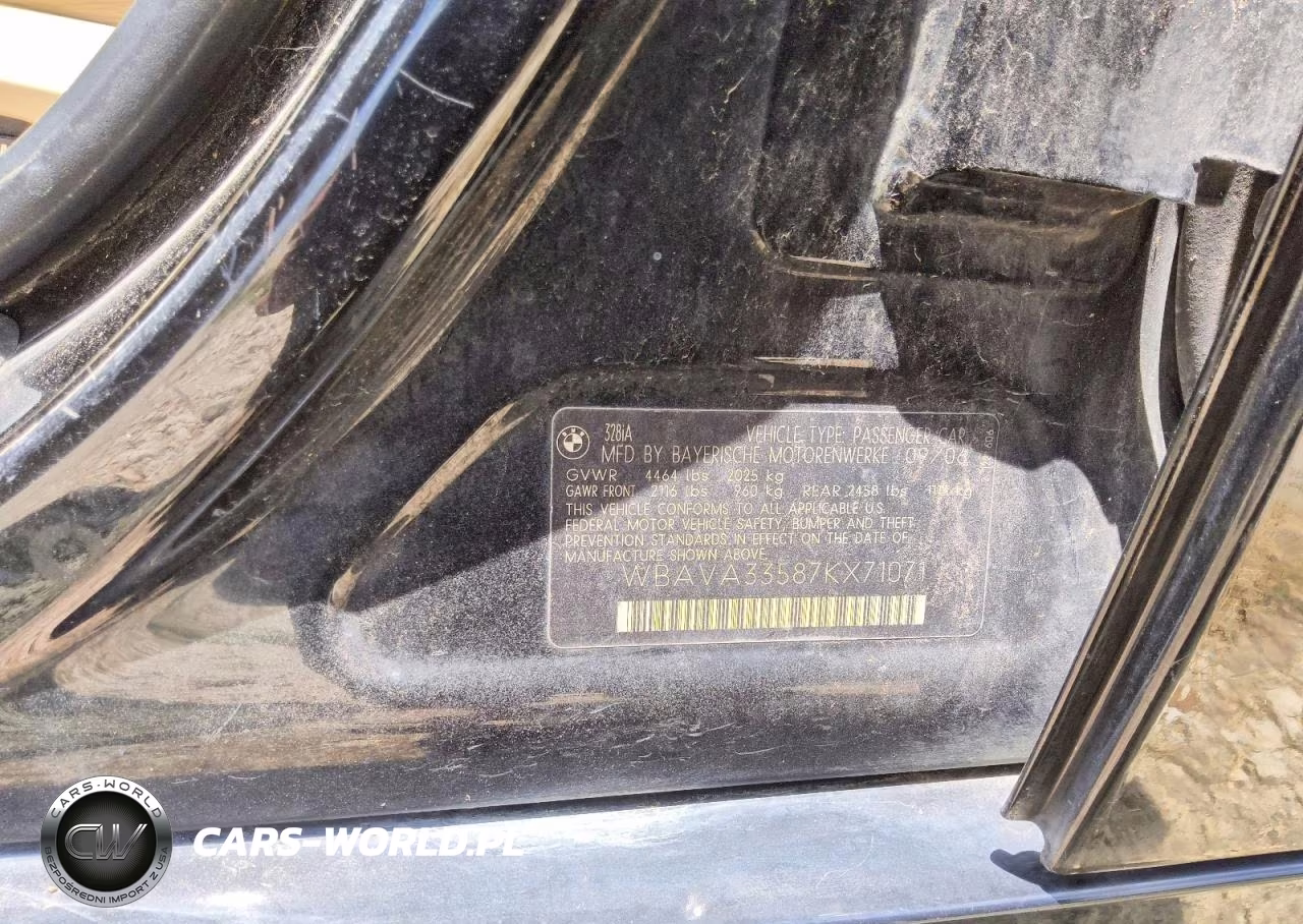 2007 BMW 328 I VIN:WBAVA33587KX71071 - 12