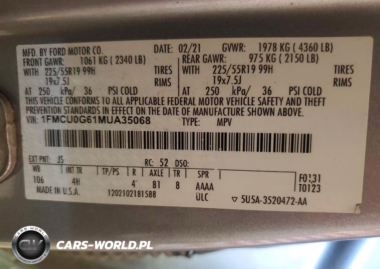 2021 Ford Escape Se VIN:1FMCU0G61MUA35068 - 12