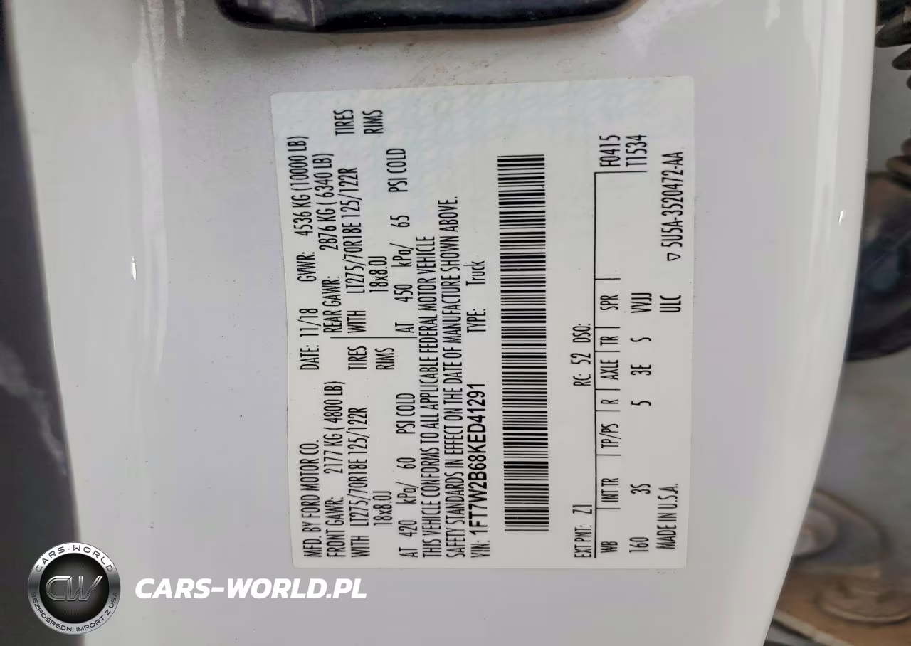 2019 Ford F250 Super Duty VIN:1FT7W2B68KED41291 - 12