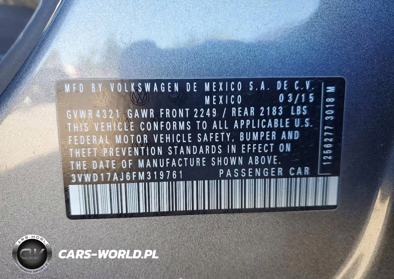 2015 Volkswagen Jetta Se VIN:3VWD17AJ6FM319761 - 12