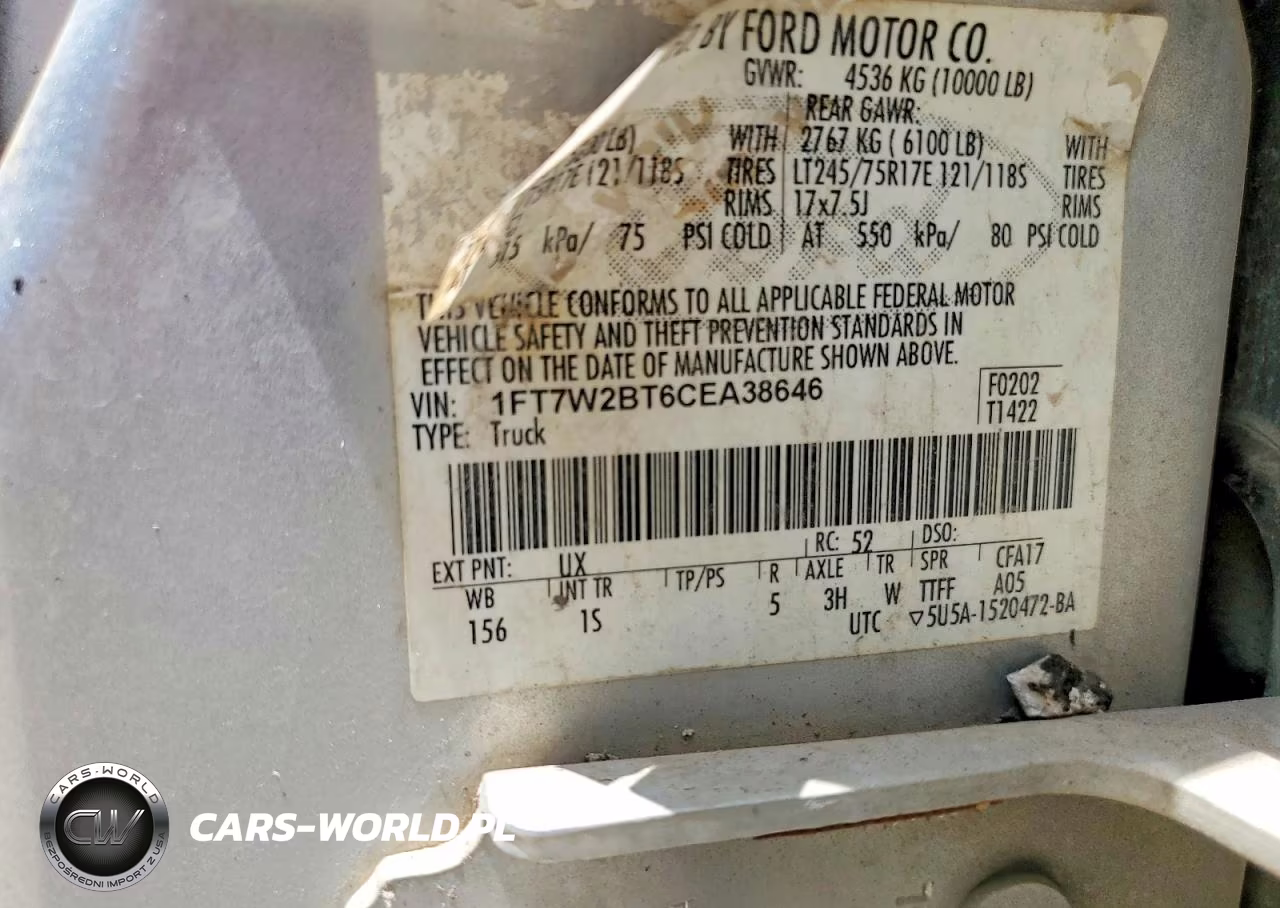 2012 Ford F250 Super Duty VIN:1FT7W2BT6CEA38646 - 12