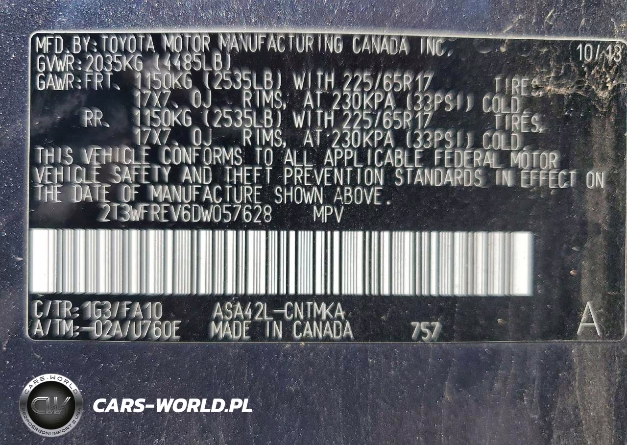 2013 Toyota Rav4 Xle VIN:2T3WFREV6DW057628 - 14