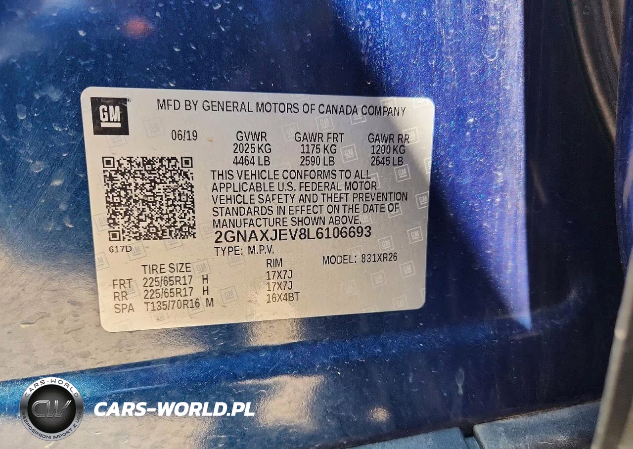2020 Chevrolet Equinox Lt VIN:2GNAXJEV8L6106693 - 12