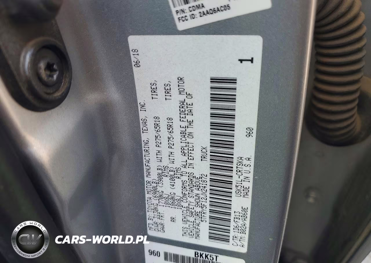 2018 Toyota Tundra Sr5 VIN:5TFRY5F12JX241872 - 12