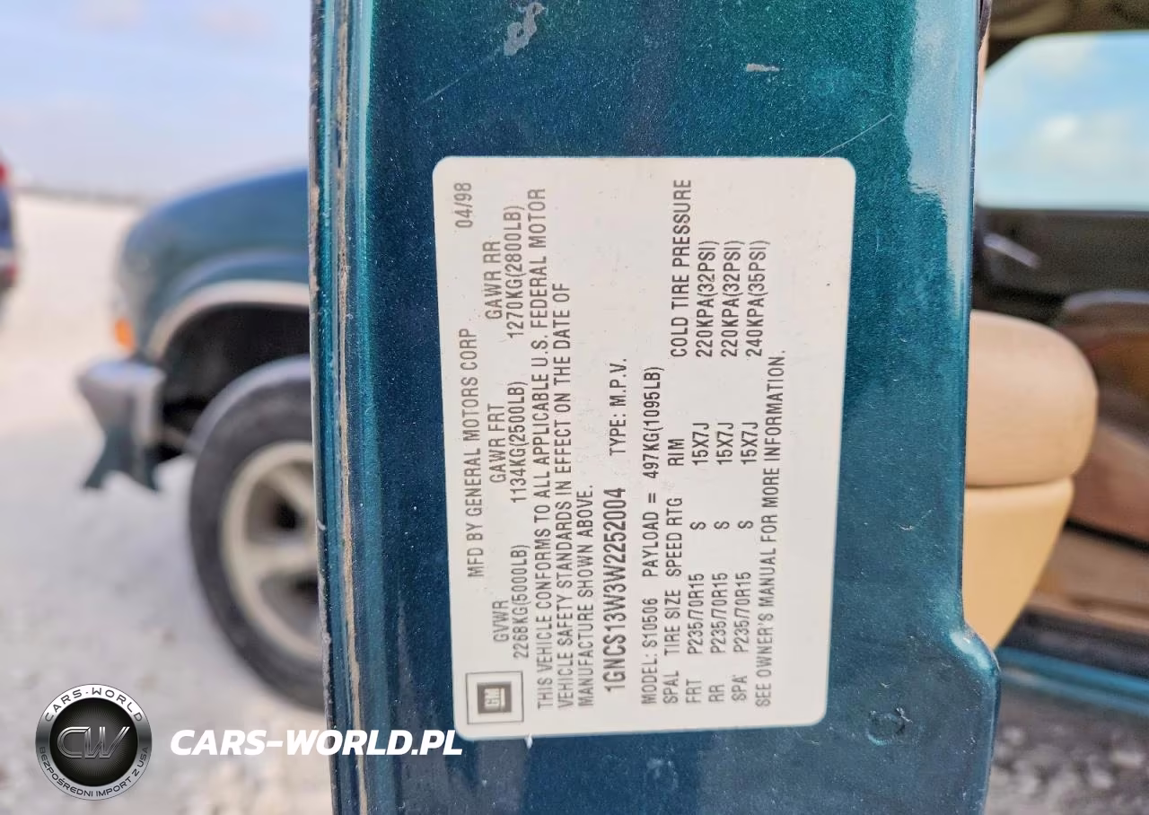 1998 Chevrolet Blazer VIN:1GNCS13W3W2252004 - 12