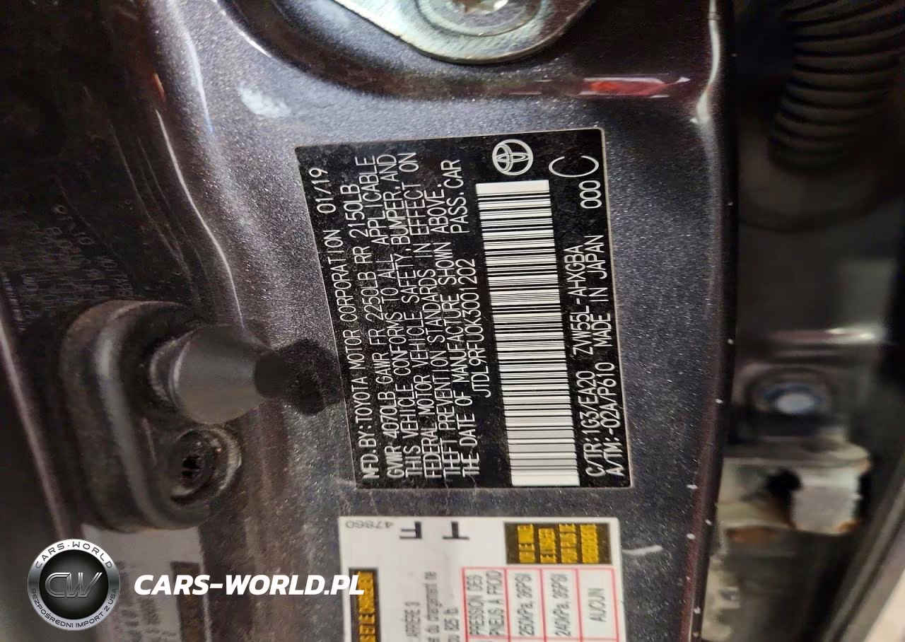2019 Toyota Prius Xle Awd-E VIN:JTDL9RFU0K3001202 - 12