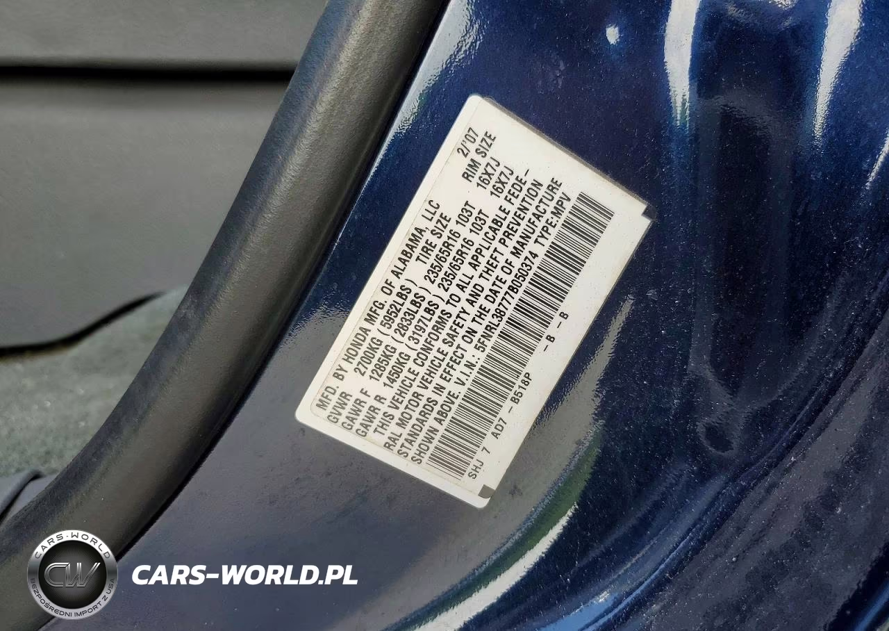 2007 Honda Odyssey Exl VIN:5FNRL38777B050374 - 13