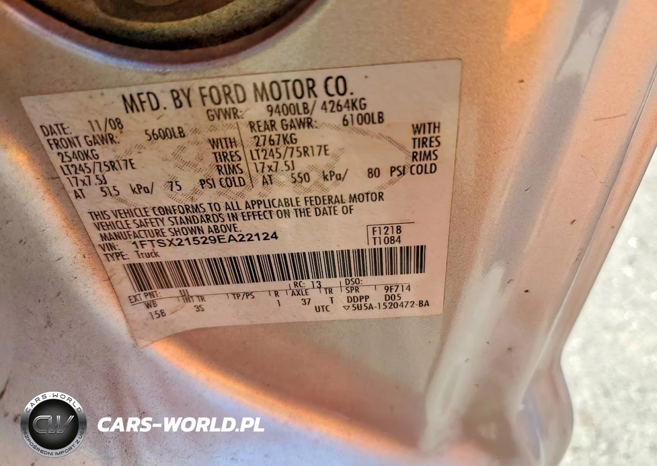 2009 Ford F250 Super Duty VIN:1FTSX21529EA22124 - 12