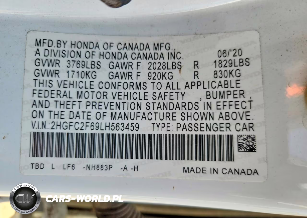 2020 Honda Civic Lx VIN:2HGFC2F69LH563459 - 13
