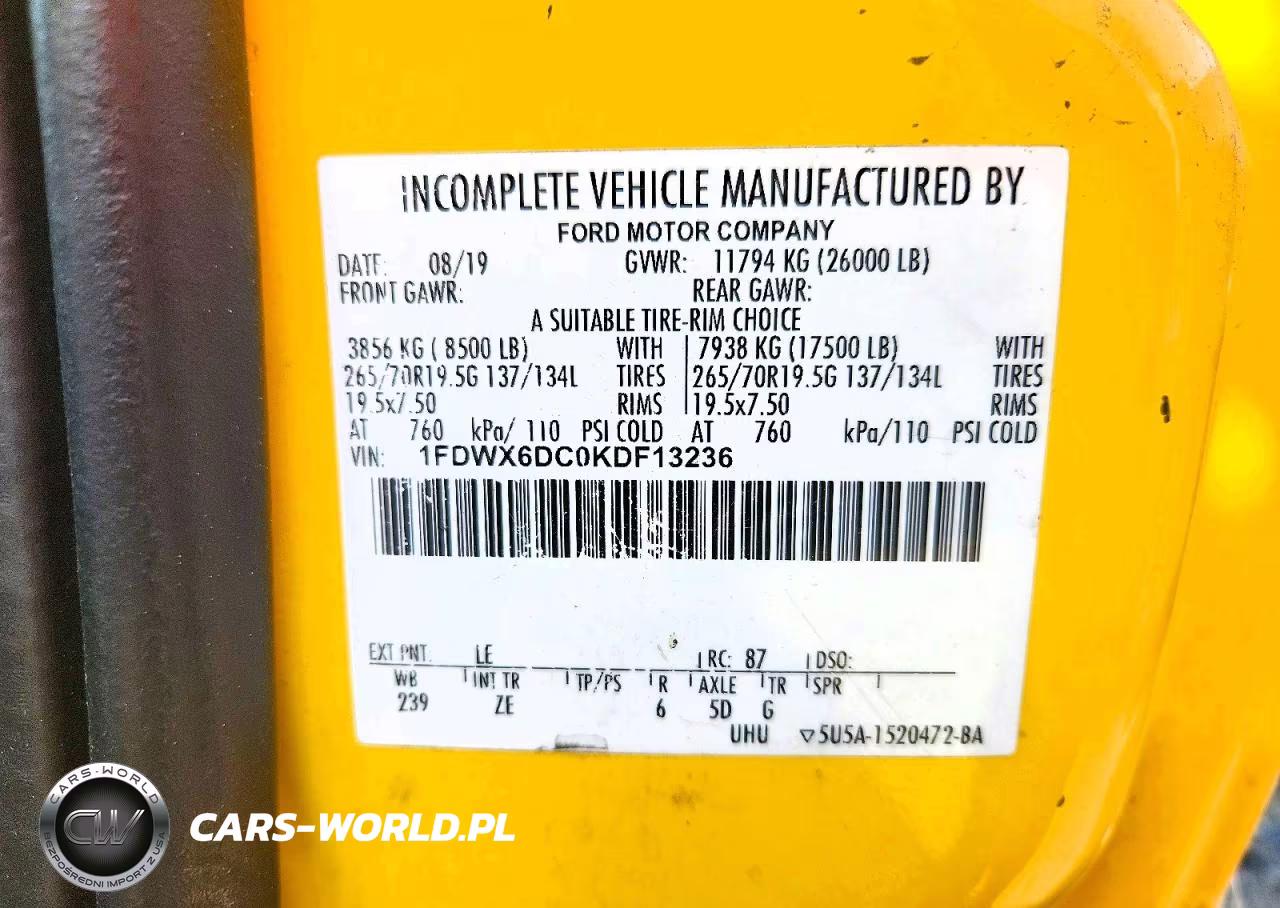 2019 Ford F650 Super Duty VIN:1FDWX6DC0KDF13236 - 13