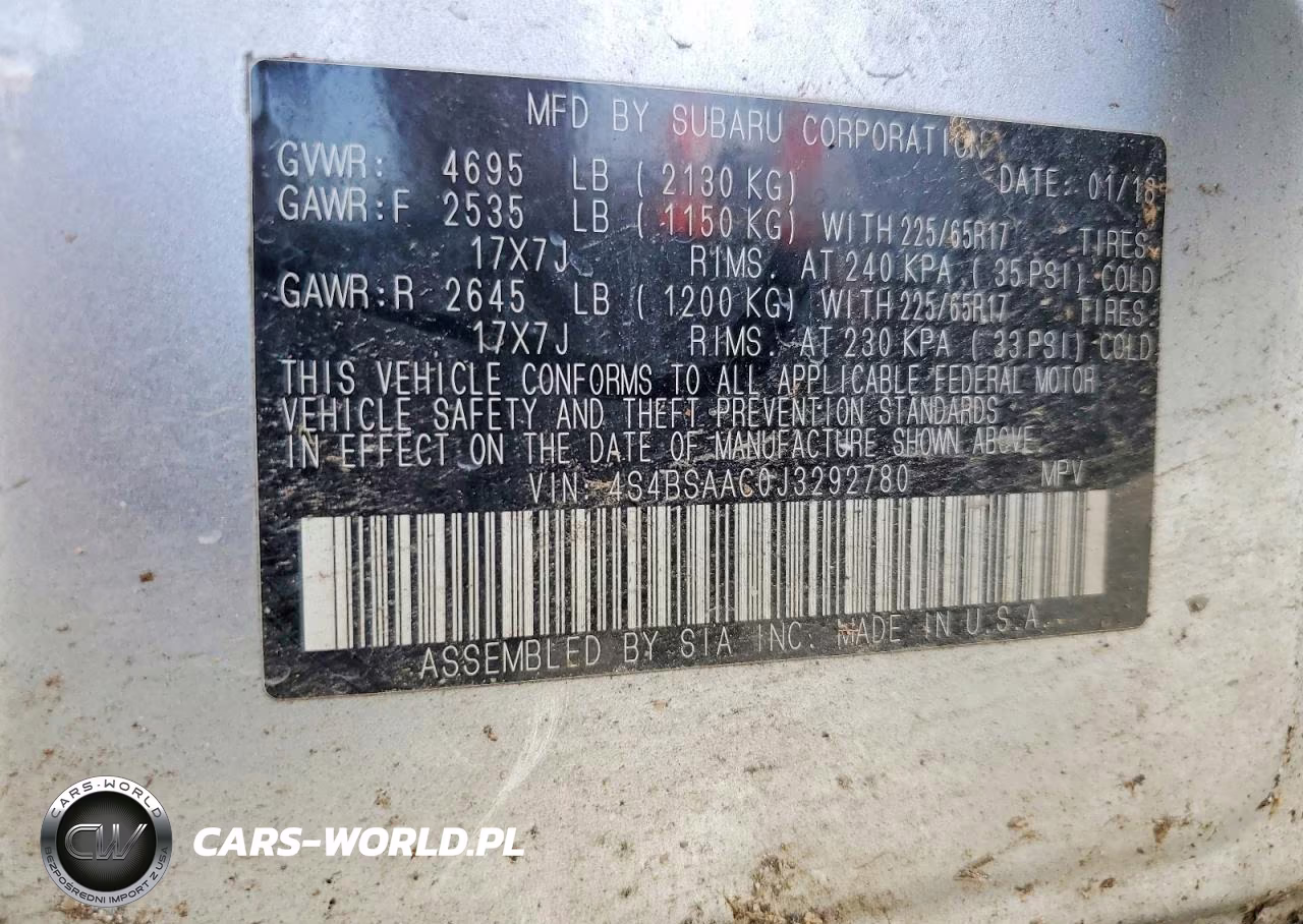 2018 Subaru Outback 2.5I VIN:4S4BSAAC0J3292780 - 13