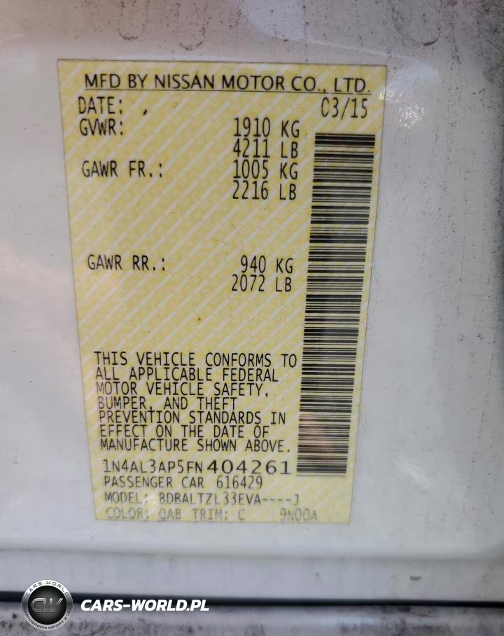 2015 Nissan Altima 2.5 VIN:1N4AL3AP5FN404261 - 12