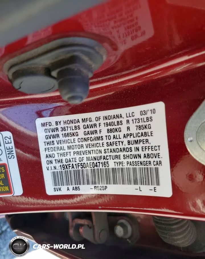 2010 Honda Civic Lx VIN:19XFA1F50AE047165 - 12