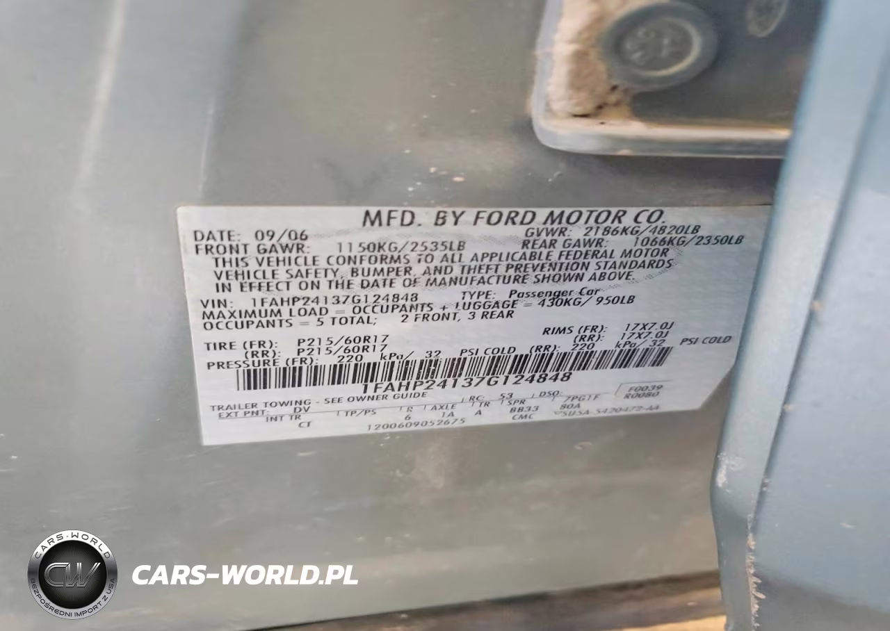 2007 Ford Five Hundred Sel VIN:1FAHP24137G124848 - 12