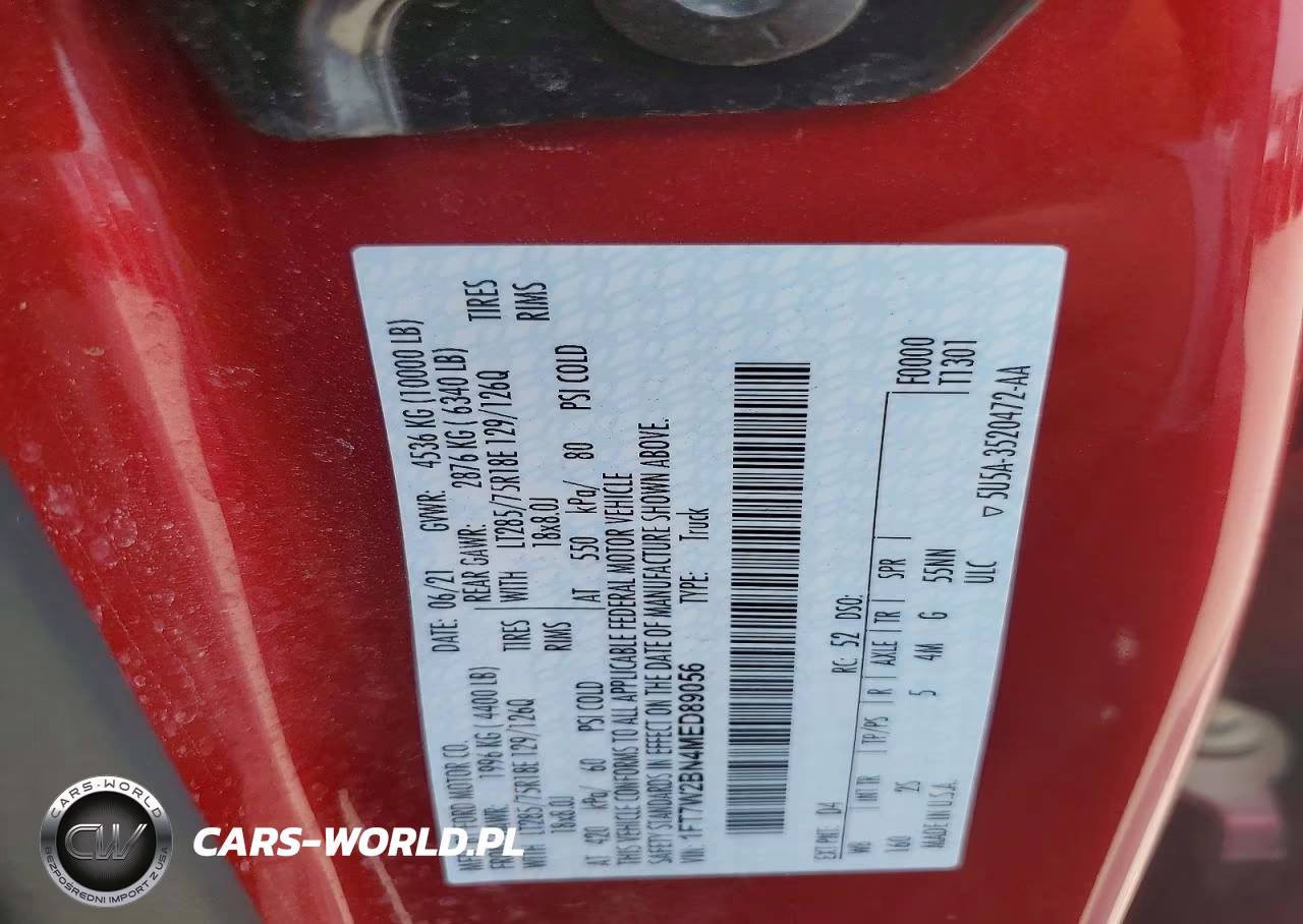 2021 Ford F250 Super Duty VIN:1FT7W2BN4MED89056 - 12