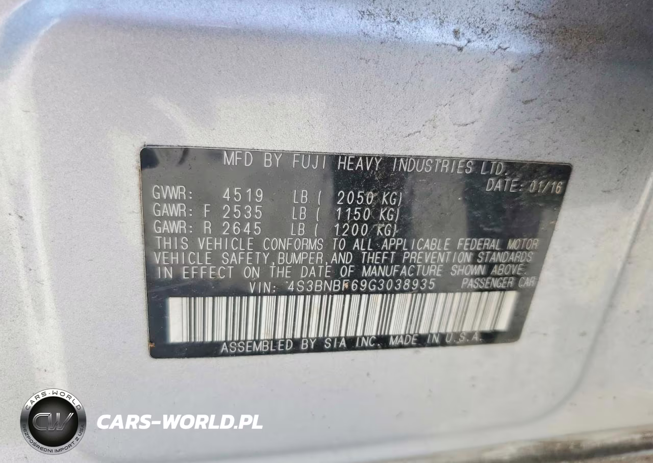 2016 Subaru Legacy 2.5I Premium VIN:4S3BNBF69G3038935 - 13