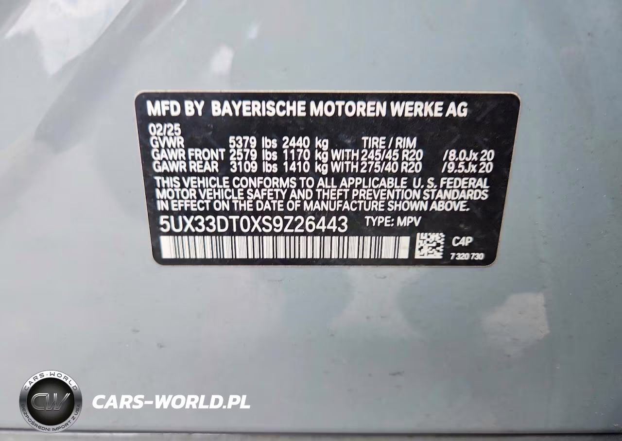 2025 BMW X4 xDrive30I VIN:5UX33DT0XS9Z26443 - 13