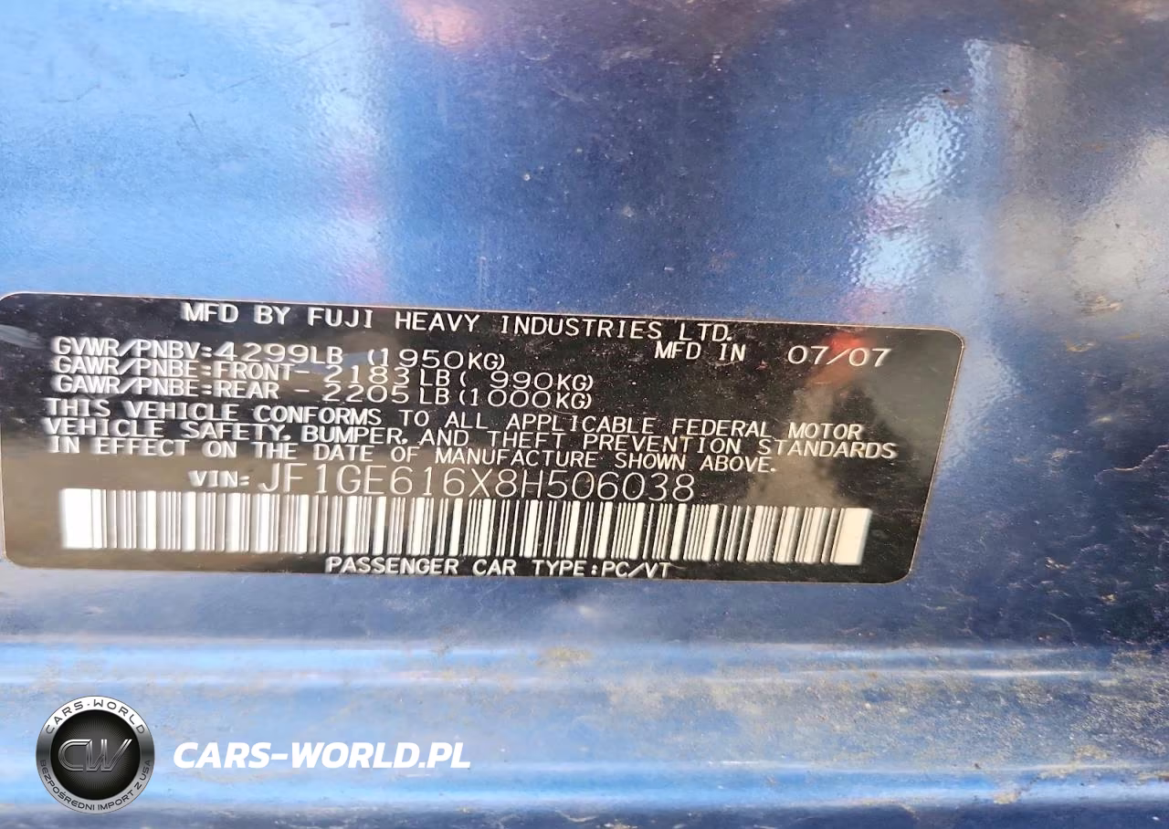 2008 Subaru Impreza 2.5I VIN:JF1GE616X8H506038 - 12
