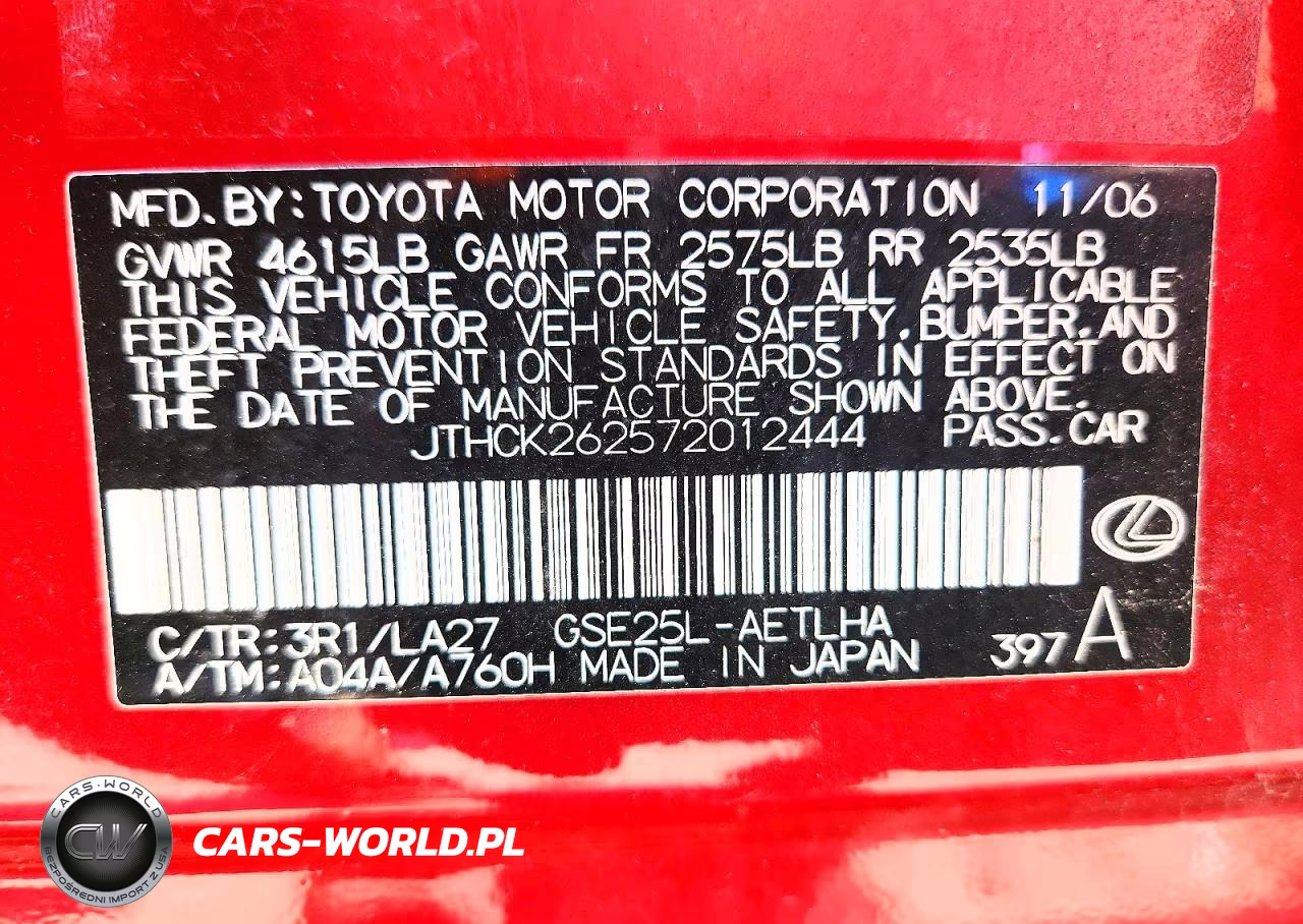 2007 Lexus Is 250 VIN:JTHCK262572012444 - 12