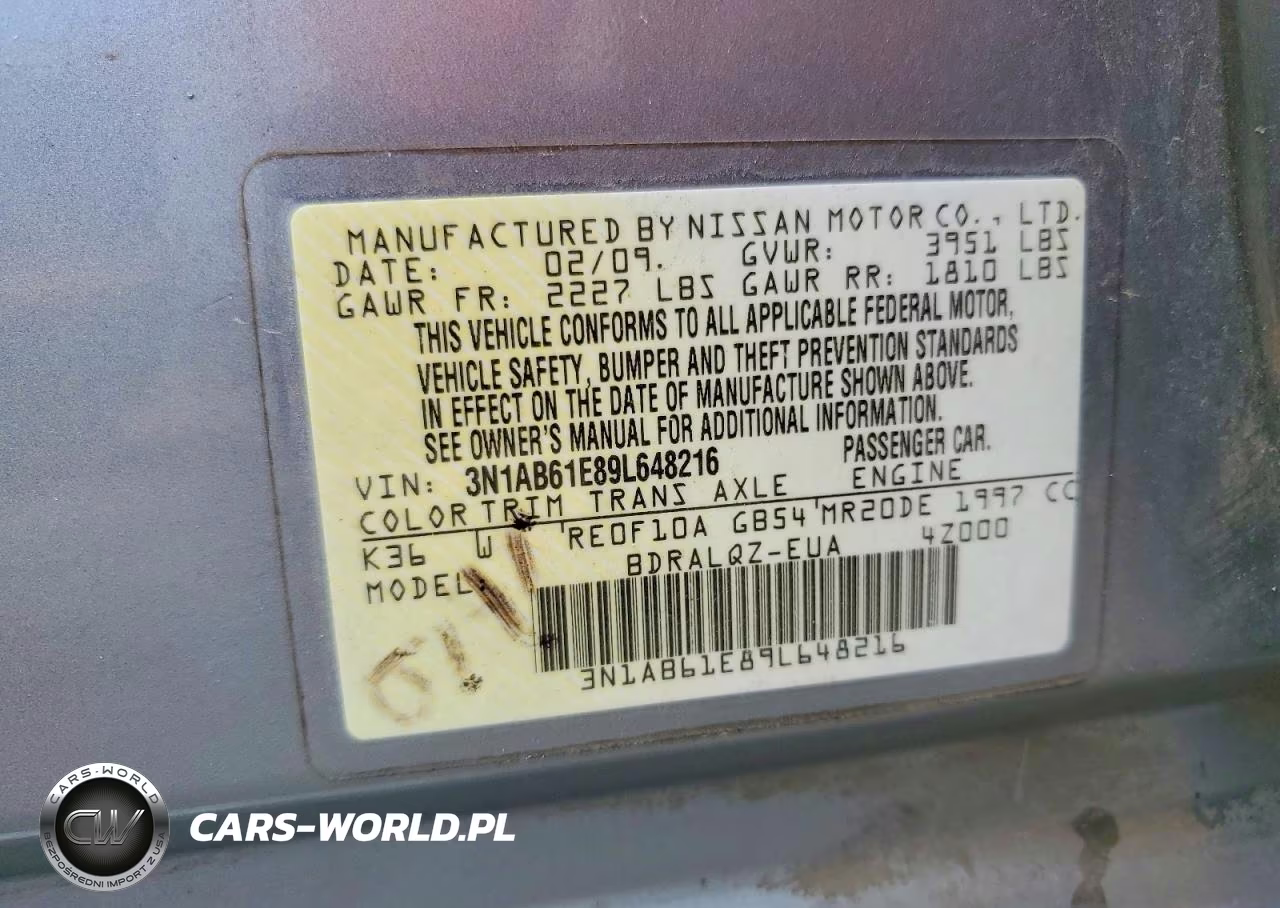 2009 Nissan Sentra 2.0 VIN:3N1AB61E89L648216 - 12