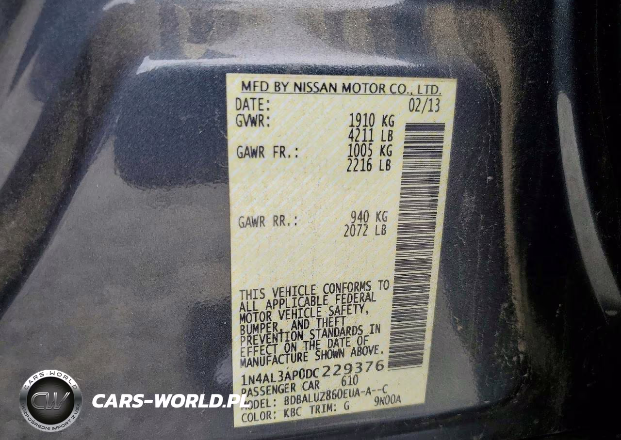 2013 Nissan Altima 2.5 Sv VIN:1N4AL3AP0DC229376 - 12