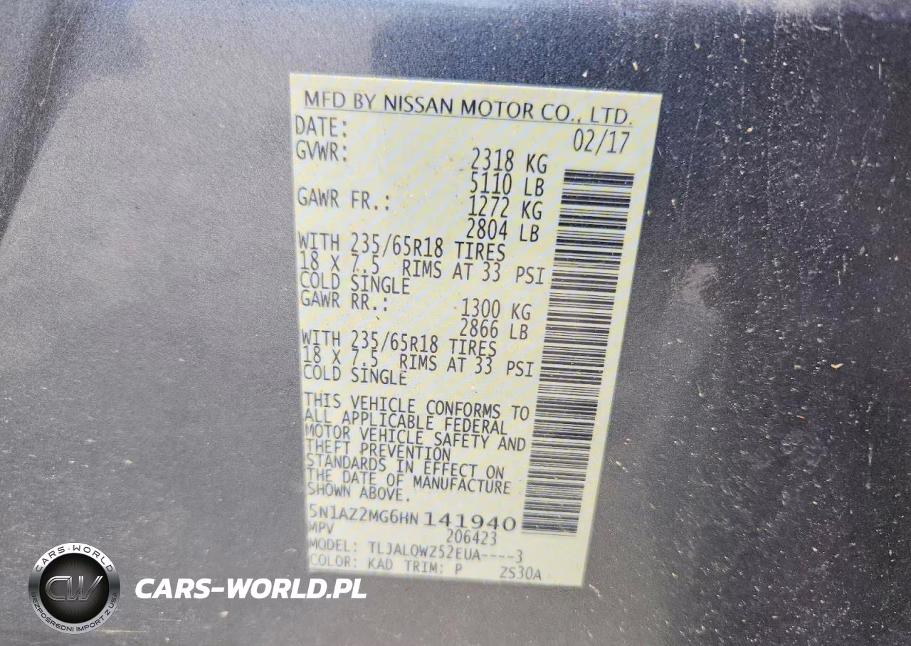 2017 Nissan Murano Sv VIN:5N1AZ2MG6HN141940 - 12