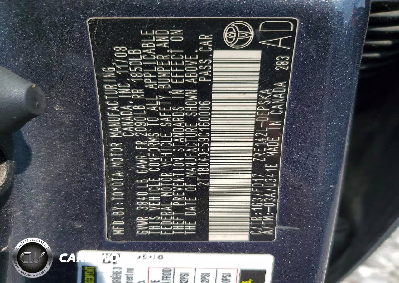 2009 Toyota Corolla S VIN:2T1BU40E59C160006 - 12