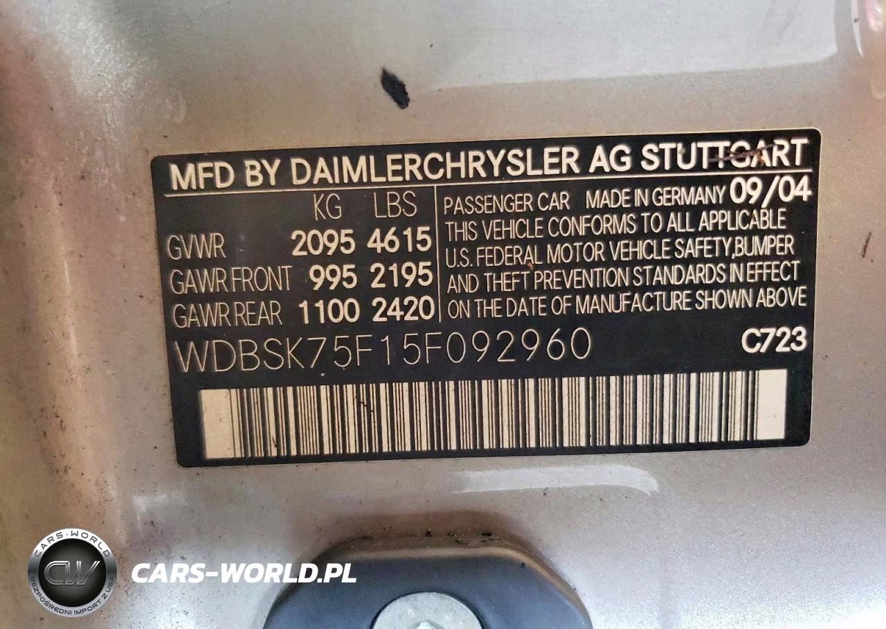 2005 Mercedes-Benz Sl 500 VIN:WDBSK75F15F092960 - 12