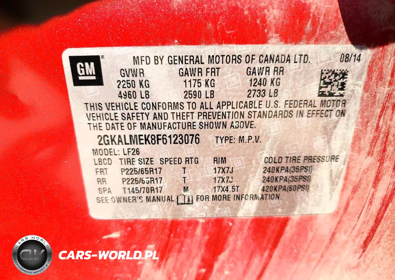 2015 GMC Terrain Sle VIN:2GKALMEK8F6123076 - 12