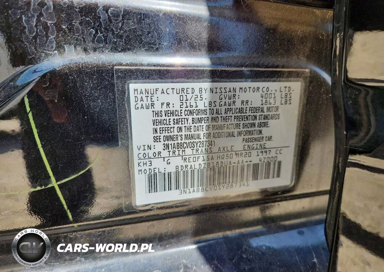 2025 Nissan Sentra Sv VIN:3N1AB8CV0SY287341 - 12