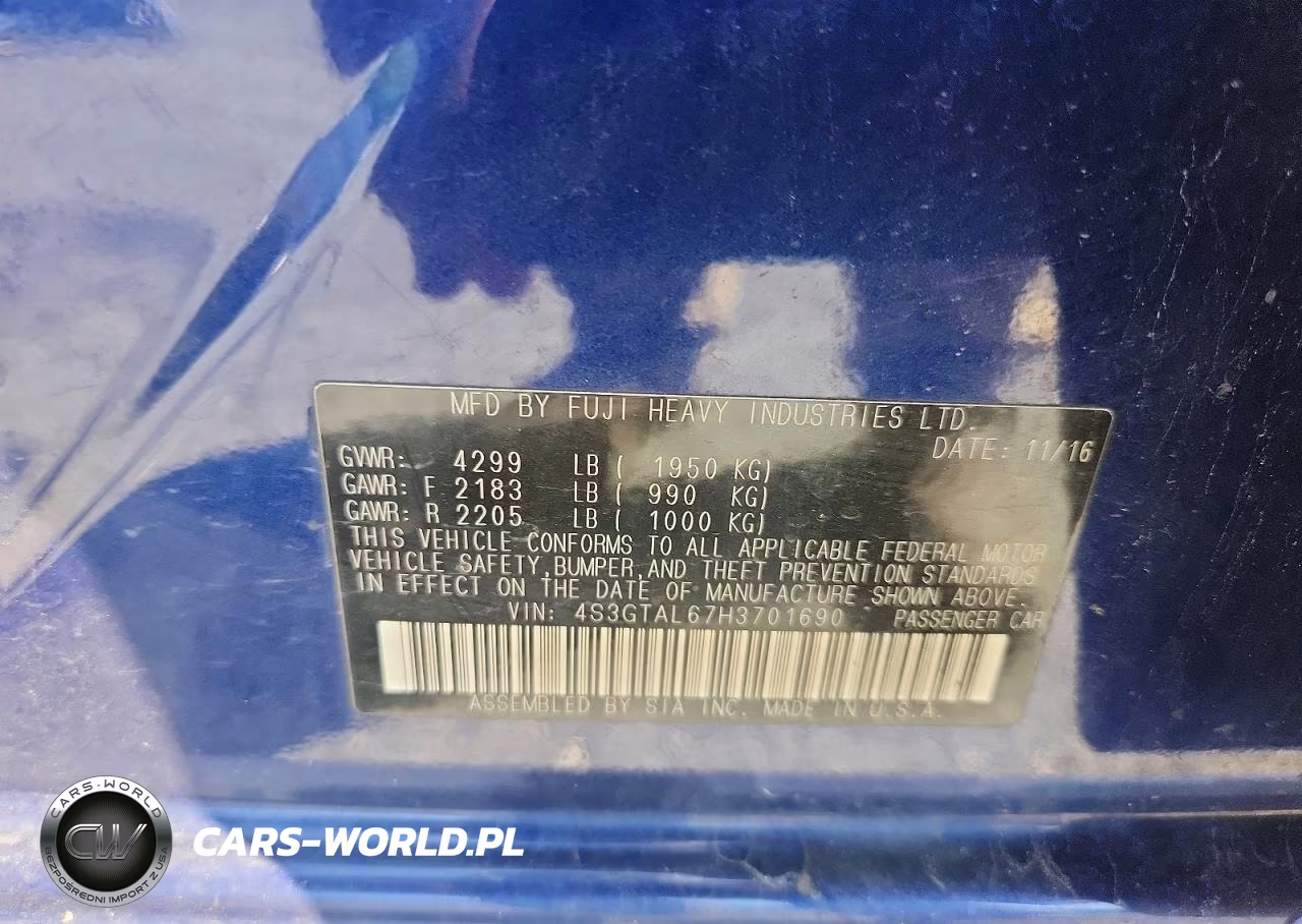 2017 Subaru Impreza Sport VIN:4S3GTAL67H3701690 - 12