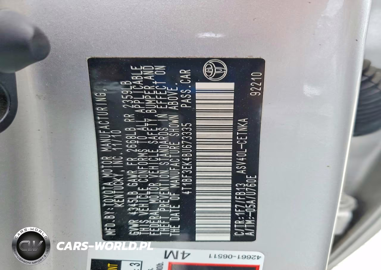 2011 Toyota Camry Le VIN:4T1BF3EK4BU673335 - 12